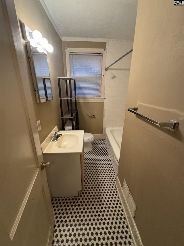 4906 Bethel Church Rd, Columbia, SC 29206 - bathroom with visible vents, shower / washtub combination, tile patterned floors, vanity, and toilet