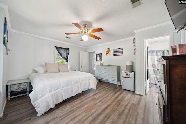 120 Coventry Lake Dr, Lexington, SC 29072 - bedroom featuring wood finished floors, baseboards, ornamental molding, ceiling fan, and a textured ceiling