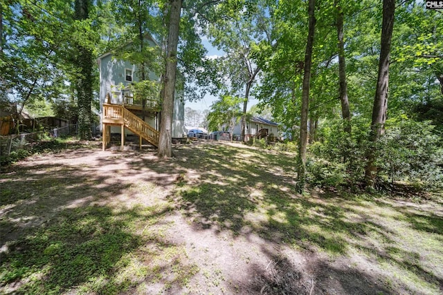 120 Coventry Lake Dr, Lexington, SC 29072 - view of yard with stairway, fence, and a deck