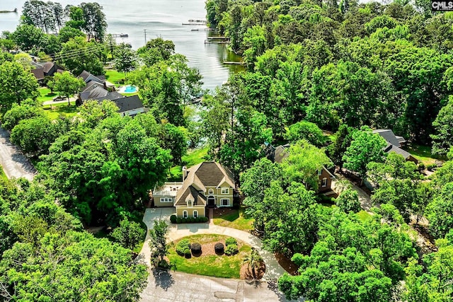 bird's eye view featuring a water view
