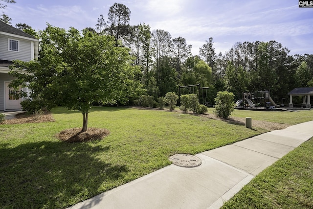 view of yard featuring a playground