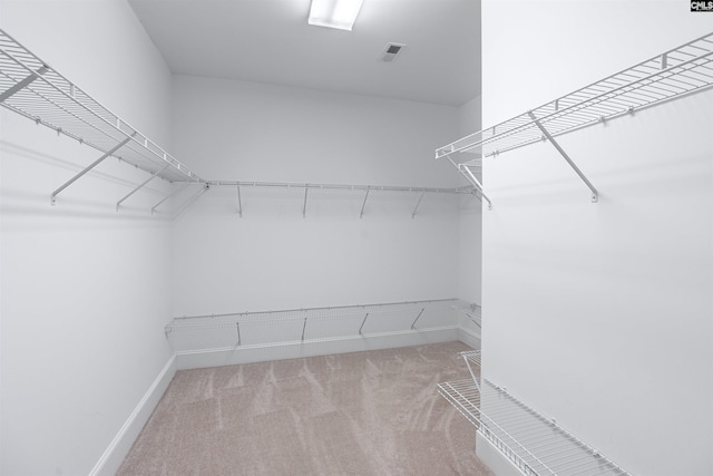 walk in closet featuring visible vents and carpet flooring