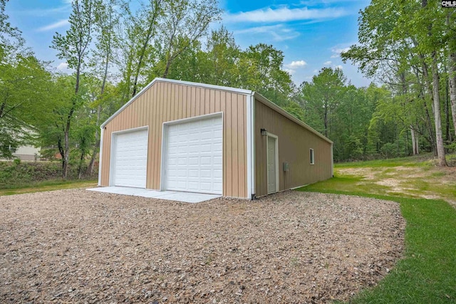 view of detached garage