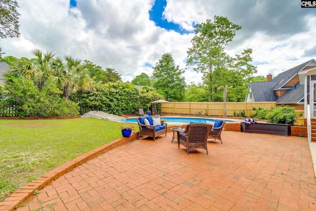 view of patio / terrace featuring a fenced in pool and a fenced backyard