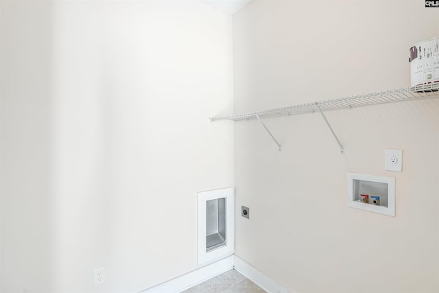 clothes washing area with washer hookup, tile patterned floors, laundry area, and electric dryer hookup