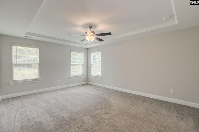 433 Outer Banks Dr, Lexington, SC 29072 - spare room with a tray ceiling, light carpet, and a ceiling fan