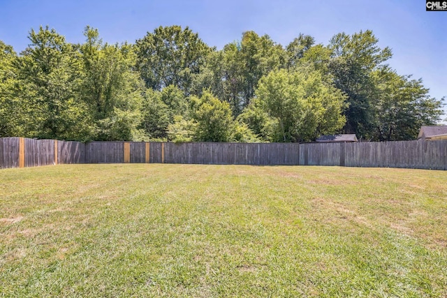 view of yard featuring a fenced backyard