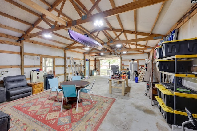 garage with gas water heater