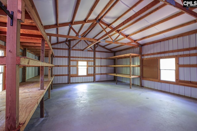 garage with metal wall