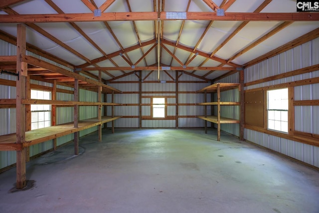 garage with metal wall