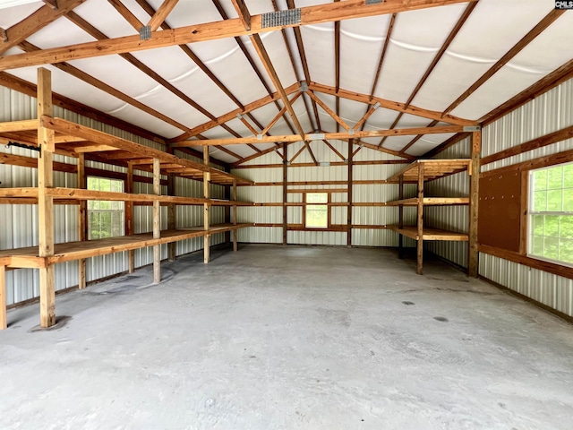garage with metal wall