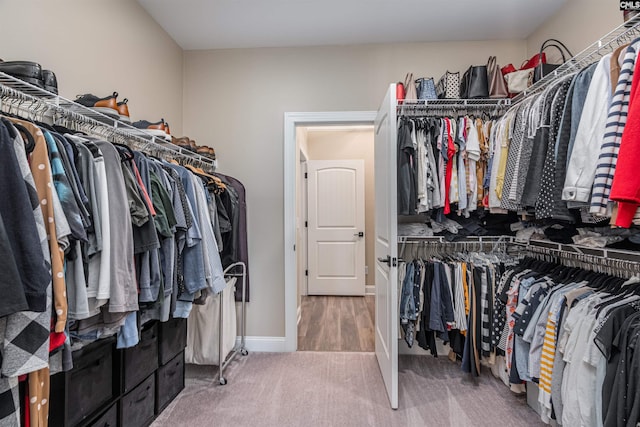 walk in closet featuring carpet