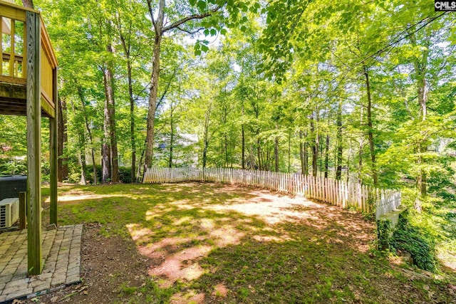 view of yard with a patio and fence