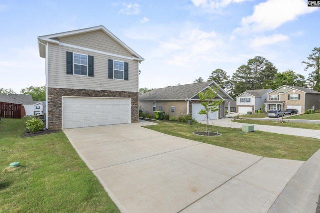 304 Sandbach Rd, Columbia, SC 29209 - view of front of home with a front yard, driveway, stone siding, and a garage