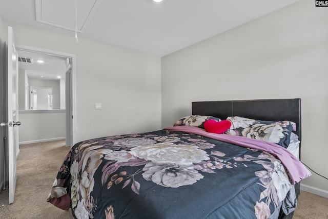 304 Sandbach Rd, Columbia, SC 29209 - bedroom featuring carpet floors, attic access, recessed lighting, baseboards, and visible vents