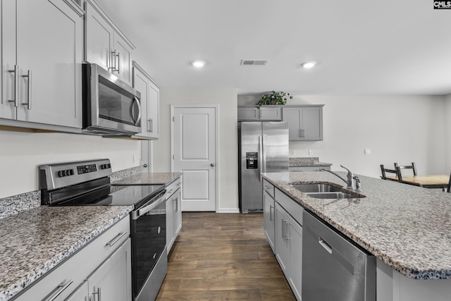 304 Sandbach Rd, Columbia, SC 29209 - kitchen featuring visible vents, dark wood-style floors, recessed lighting, a sink, and stainless steel appliances