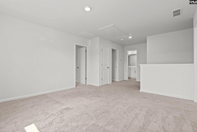 105 Maple Ct, Lugoff, SC 29073 - unfurnished room with visible vents, baseboards, attic access, recessed lighting, and carpet