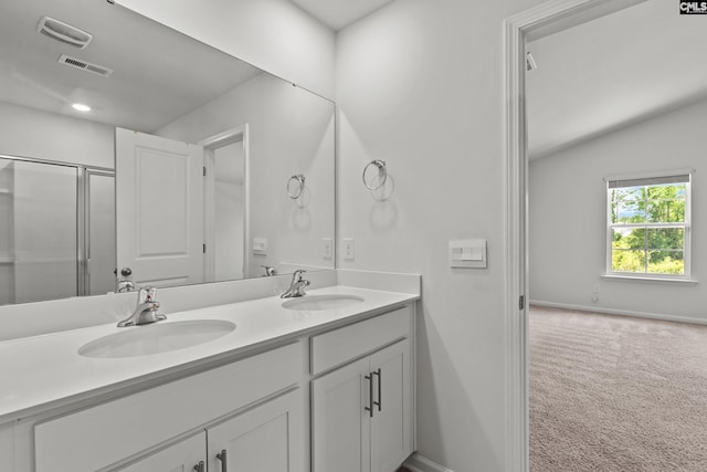 105 Maple Ct, Lugoff, SC 29073 - bathroom featuring visible vents, a sink, baseboards, and double vanity