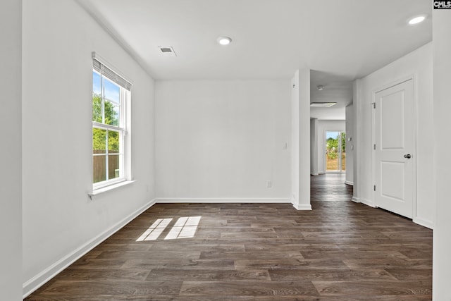 105 Maple Ct, Lugoff, SC 29073 - spare room featuring recessed lighting, baseboards, visible vents, and dark wood-style floors