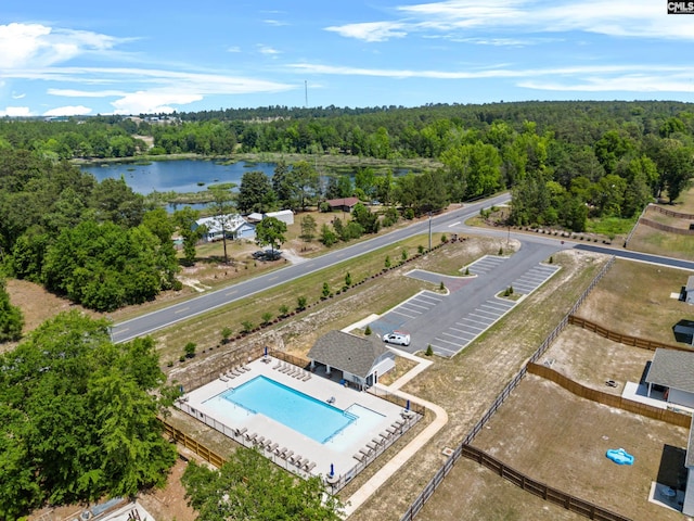 105 Maple Ct, Lugoff, SC 29073 - drone / aerial view featuring a water view and a wooded view