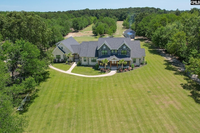 aerial view with a forest view