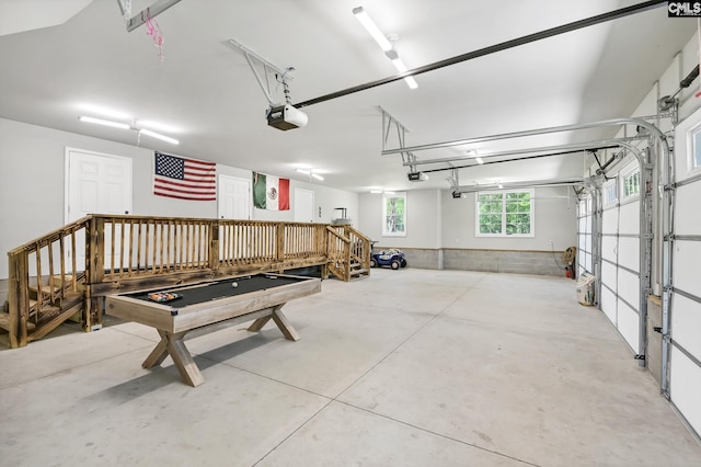 garage with a garage door opener