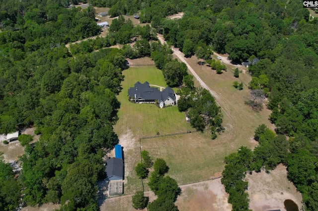 bird's eye view with a view of trees
