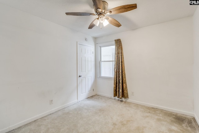 1916 Chandler Ave, Columbia, SC 29210 - spare room with baseboards, a ceiling fan, and light colored carpet