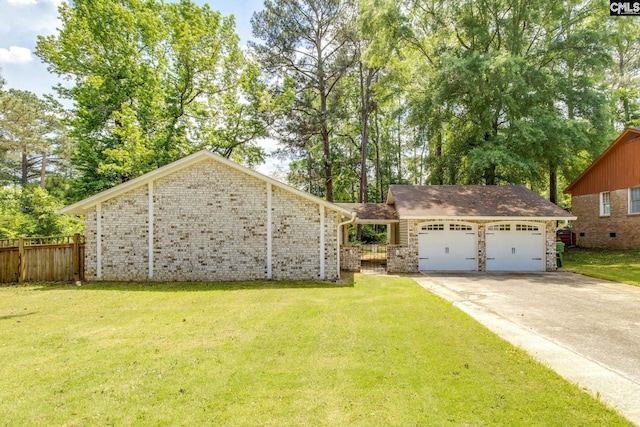1916 Chandler Ave, Columbia, SC 29210 - exterior space with a garage, fence, a front yard, brick siding, and driveway