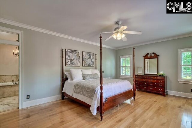 121 Cove View Dr, Irmo, SC 29063 - bedroom with light wood-style floors, ornamental molding, and baseboards