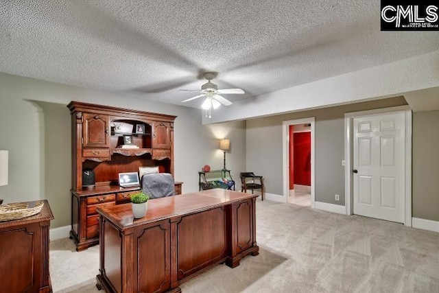 121 Cove View Dr, Irmo, SC 29063 - office space with a textured ceiling, ceiling fan, and light carpet