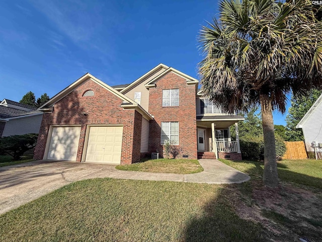 10 Mystic Way Dr, Columbia, SC 29229 - traditional-style house featuring a porch, brick siding, an attached garage, driveway, and crawl space