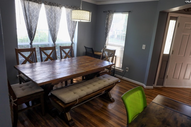 10 Mystic Way Dr, Columbia, SC 29229 - dining space featuring baseboards, wood finished floors, and crown molding
