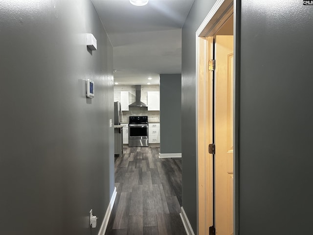 629 Crystal Creek Cir, Chapin, SC 29036 - hallway featuring baseboards and dark wood-type flooring
