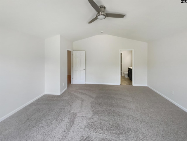320 Southbrook Dr, Lexington, SC 29073 - interior space featuring a ceiling fan, carpet flooring, baseboards, and vaulted ceiling