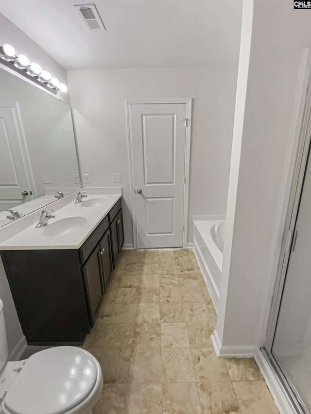 320 Southbrook Dr, Lexington, SC 29073 - bathroom with a sink, double vanity, a shower with shower door, and visible vents