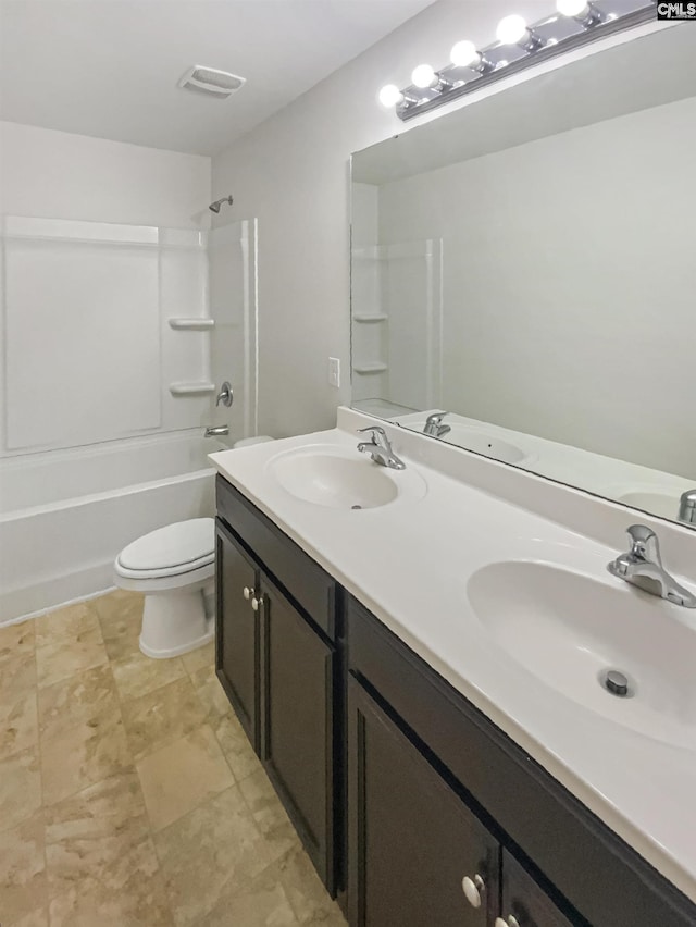 320 Southbrook Dr, Lexington, SC 29073 - full bathroom with a sink, double vanity, toilet, and visible vents