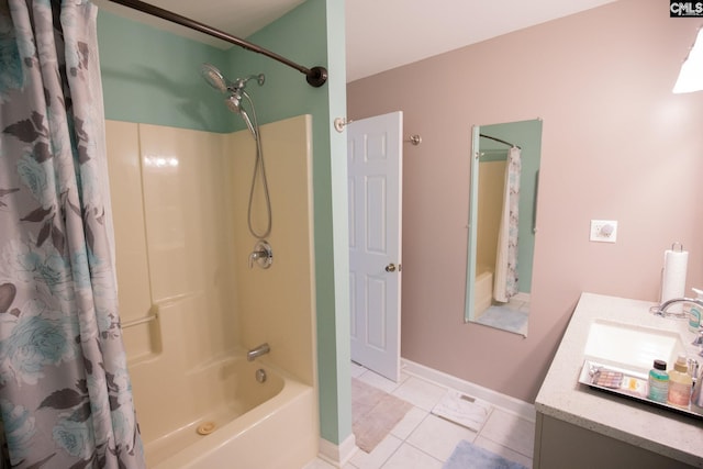 2081 Great N Rd, Winnsboro, SC 29180 - bathroom with vanity, shower / bath combo with shower curtain, and tile patterned floors
