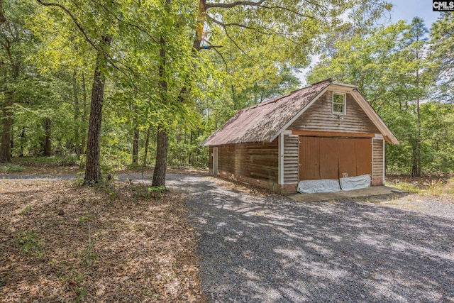 garage with a storage unit