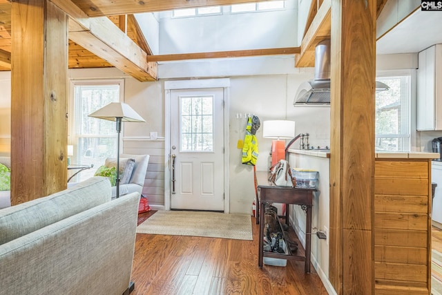 doorway with wood finished floors