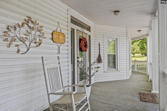 wooden deck with covered porch