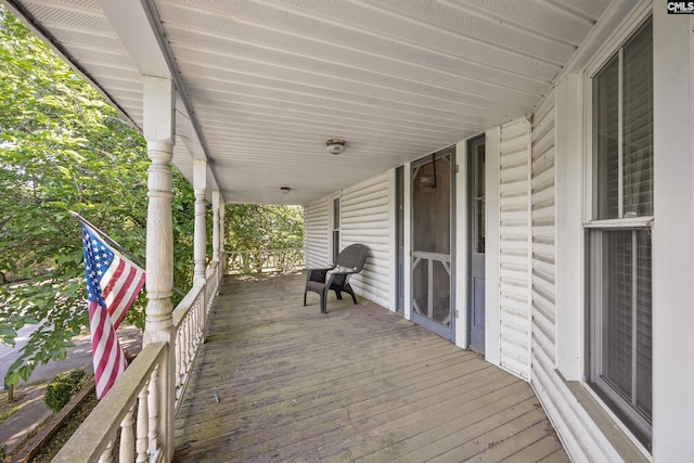 deck with a porch