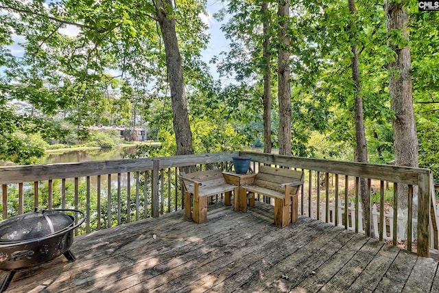 deck with a water view