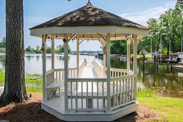 dock area featuring a water view