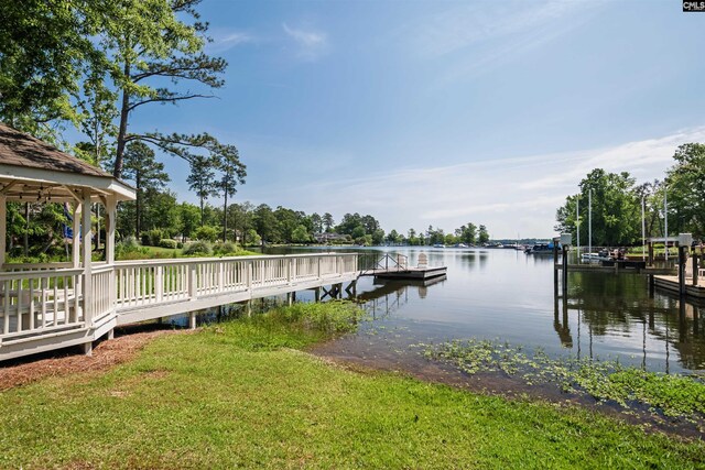 dock area featuring a water view