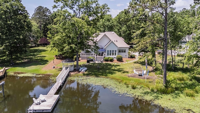 exterior space featuring a water view