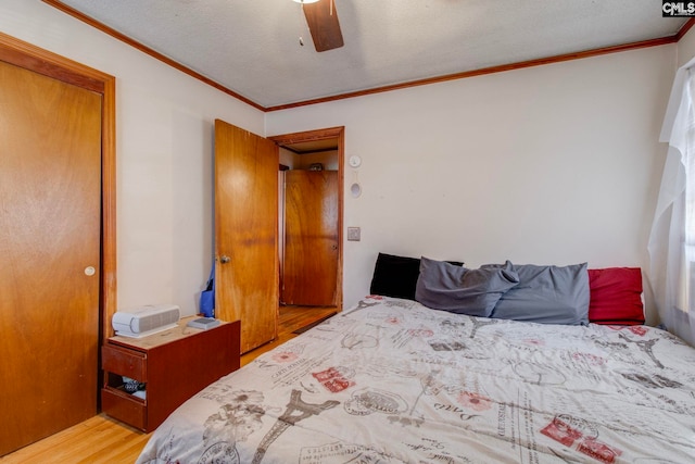 2700 Magnolia St, Columbia, SC 29204 - bedroom with light wood-type flooring, a ceiling fan, and ornamental molding