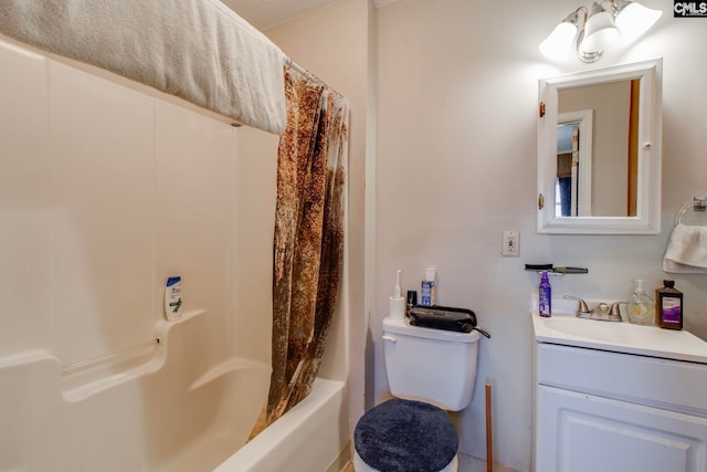 2700 Magnolia St, Columbia, SC 29204 - bathroom featuring vanity, toilet, and shower / bathtub combination with curtain