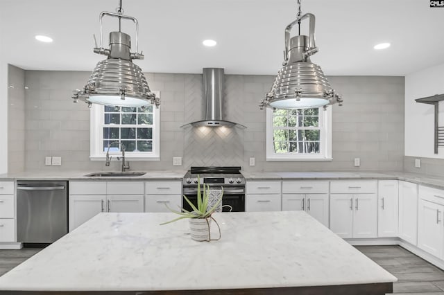 15 Glenlake Rd, Columbia, SC 29223 - kitchen with stainless steel appliances, a sink, wall chimney exhaust hood, and tasteful backsplash
