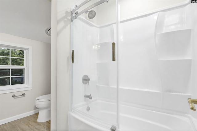 15 Glenlake Rd, Columbia, SC 29223 - bathroom with toilet, baseboards, and enclosed tub / shower combo